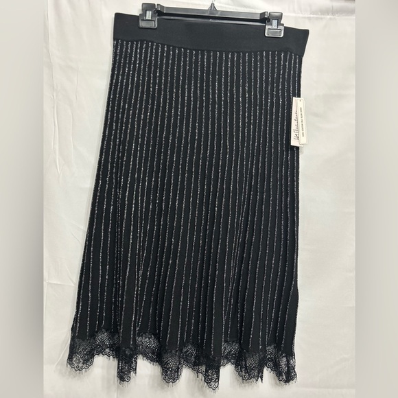 Nanette Nanette Lepore black shimmer pleated knit midi skirt size L - Picture 3 of 9